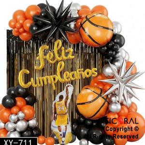 SET DE GLOBOS ARCO XL FELIZ CUMPLEA�OS BASQUET GY 60 UNIDADES
